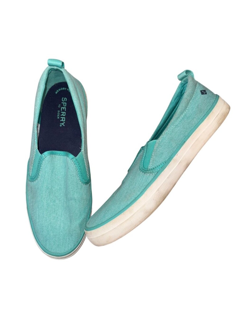 Sperry Womens Aqua Slip-On Canvas Top-Sider Shoes Size 9 Memory Foam